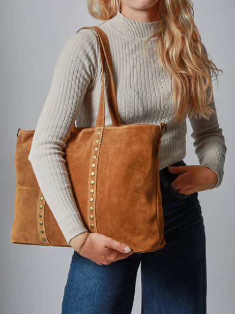 Shoulder Bag Velvet Leather Milano Brown velvet VE24113 other view 1