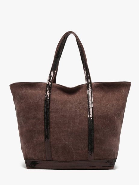Le Cabas L Lin Paillettes Vanessa bruno Marron cabas lin 31V40409 vue secondaire 4