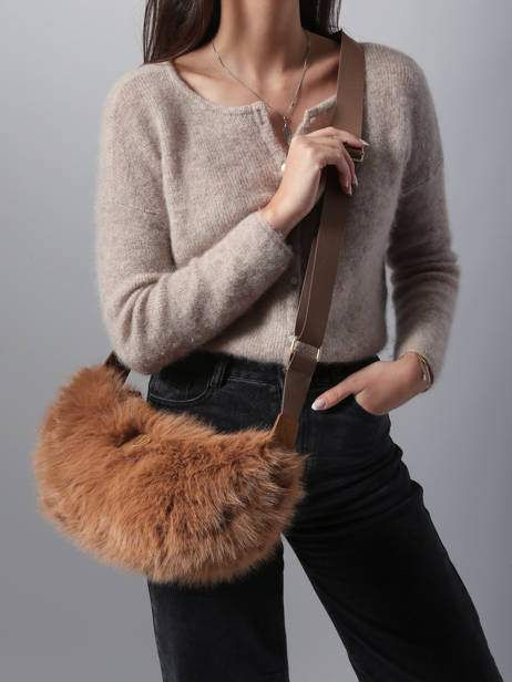 Sac Bandoulière Doudou Fourrure Le voyage en panier Marron doudou AHP261 vue secondaire 1